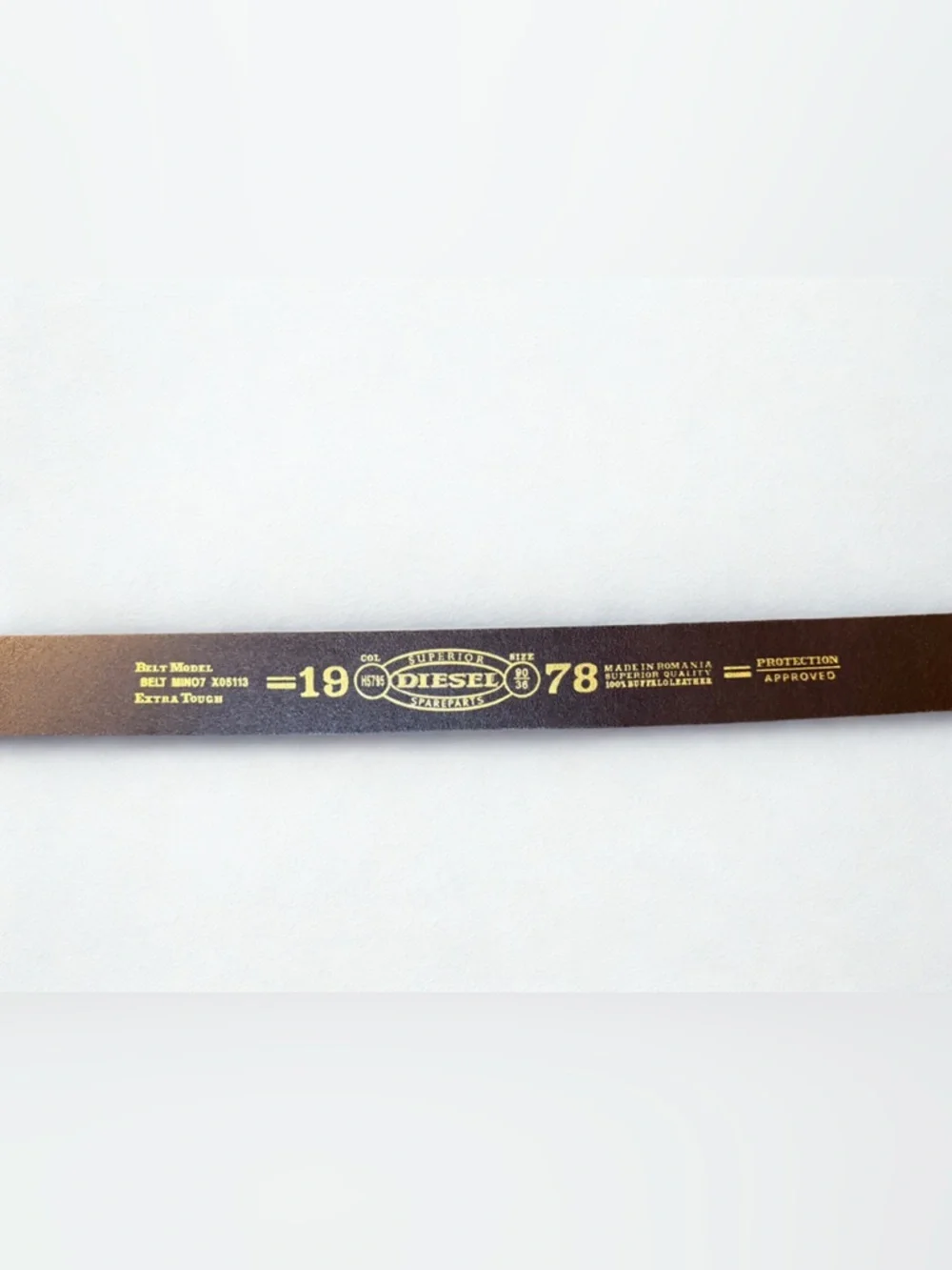 Diesel Dark Brown Leather Belt with Antiqued Brass Buckle